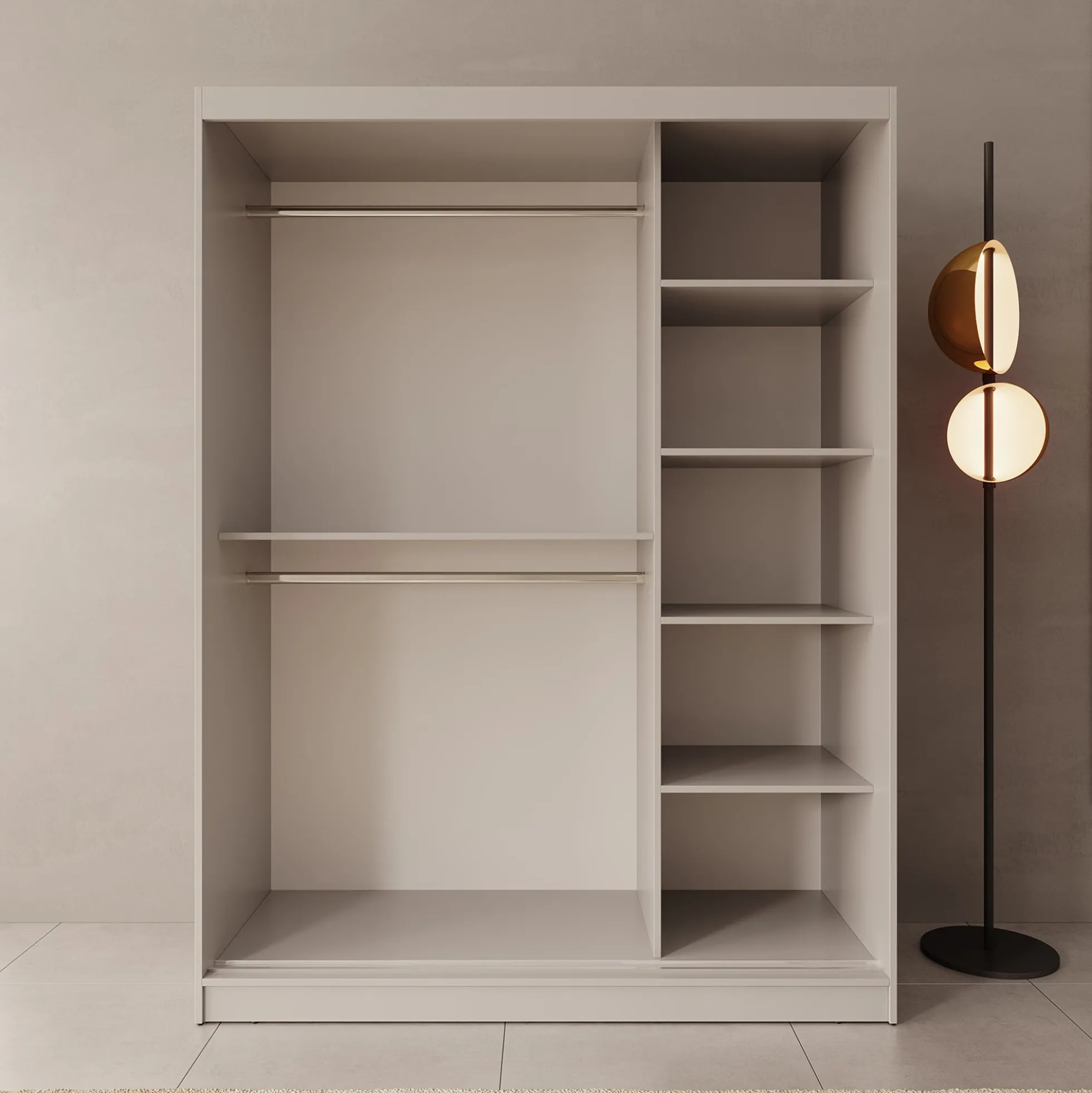 Moyo - Kledingkast met 2 schuifdeuren - Beige - 150x62x200 cm