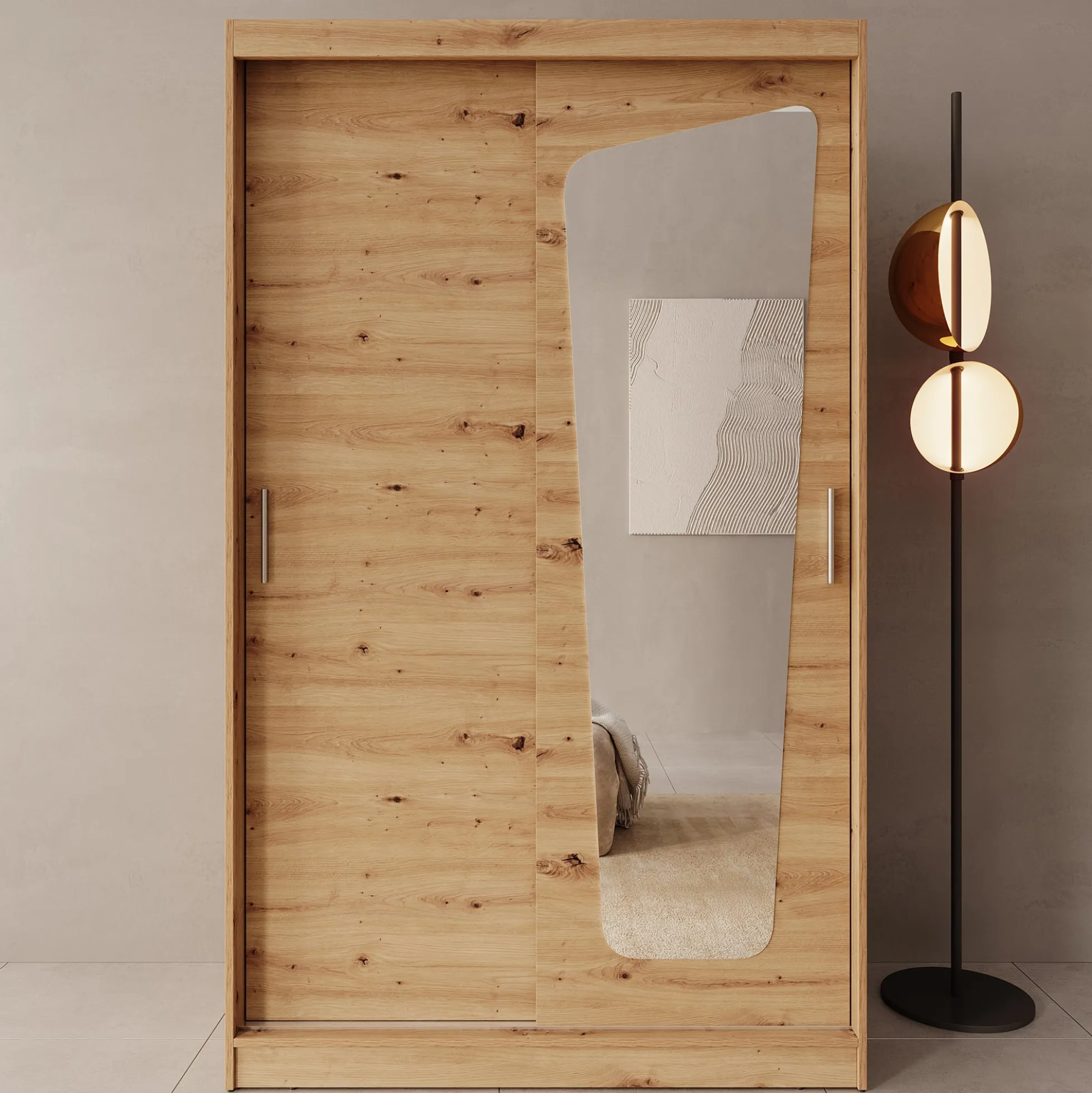 Moyo - Kledingkast met 2 schuifdeuren - Eikenpatroon - 120x62x200 cm