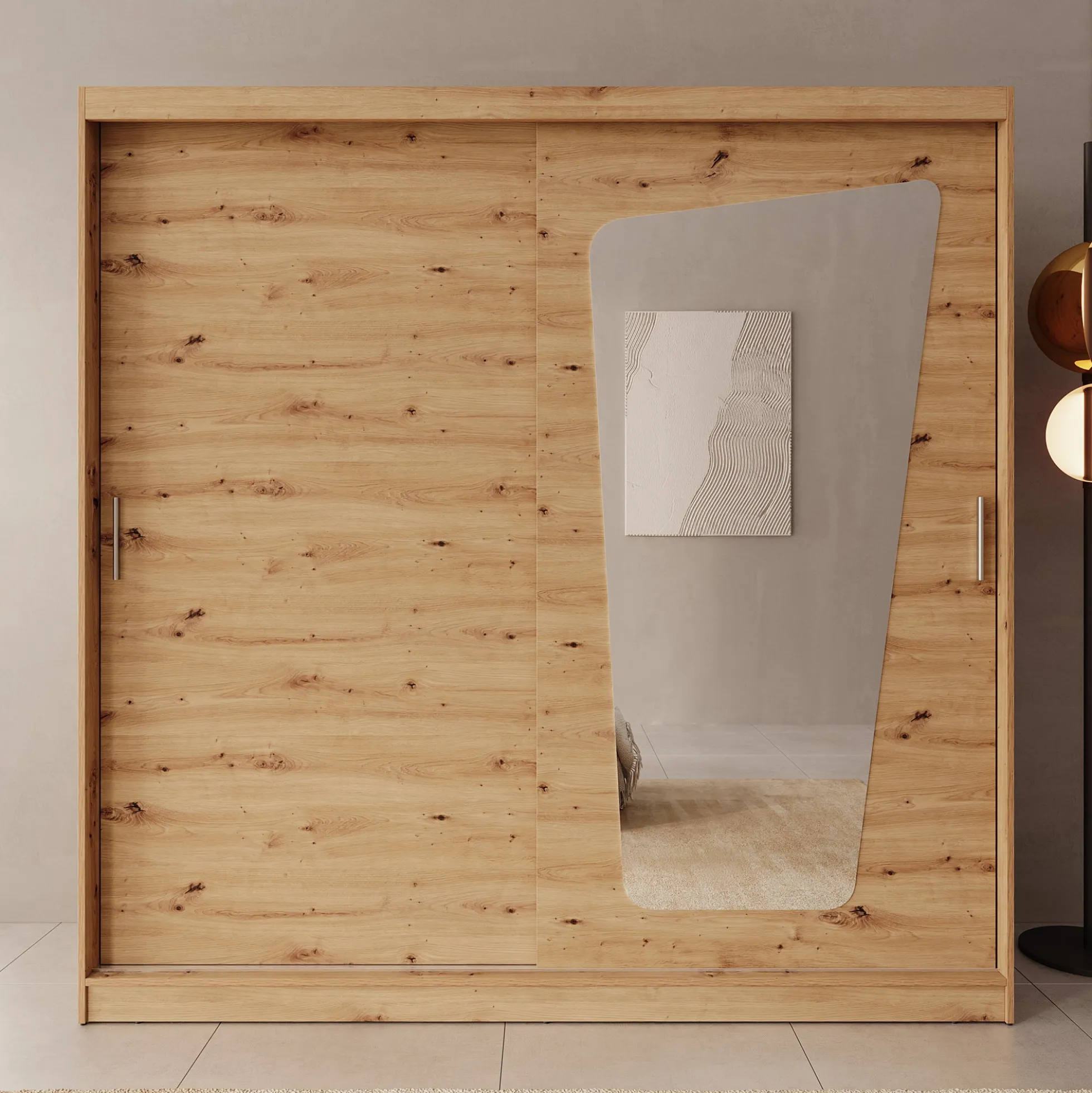 Moyo - Kledingkast met 2 schuifdeuren - Eikenpatroon - 200x62x200 cm