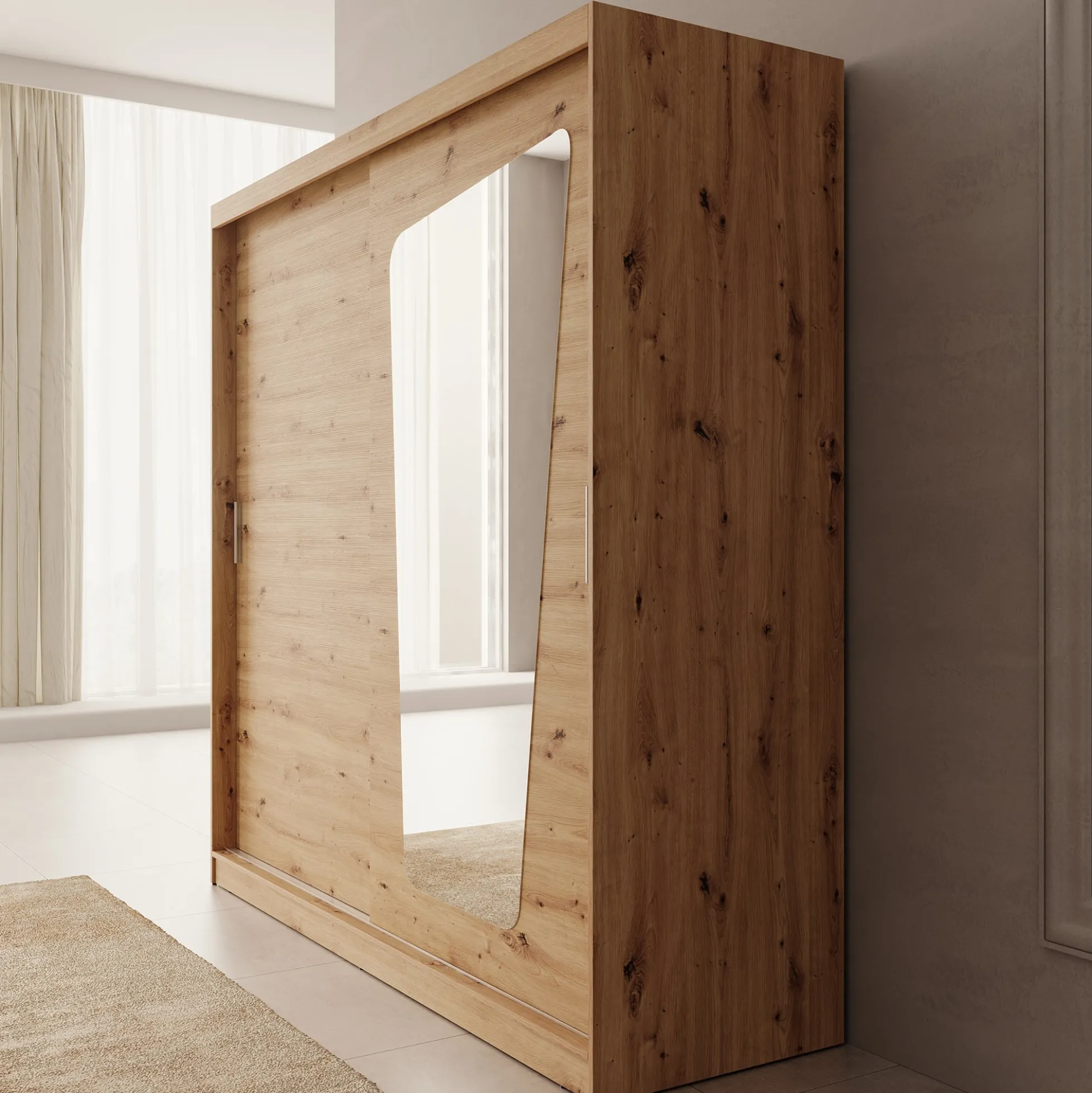 Moyo - Kledingkast met 2 schuifdeuren - Eikenpatroon - 200x62x200 cm