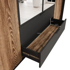 Mulvey - Kledingkast 4-deurs - Eiken/antraciet - 223x59x210 cm