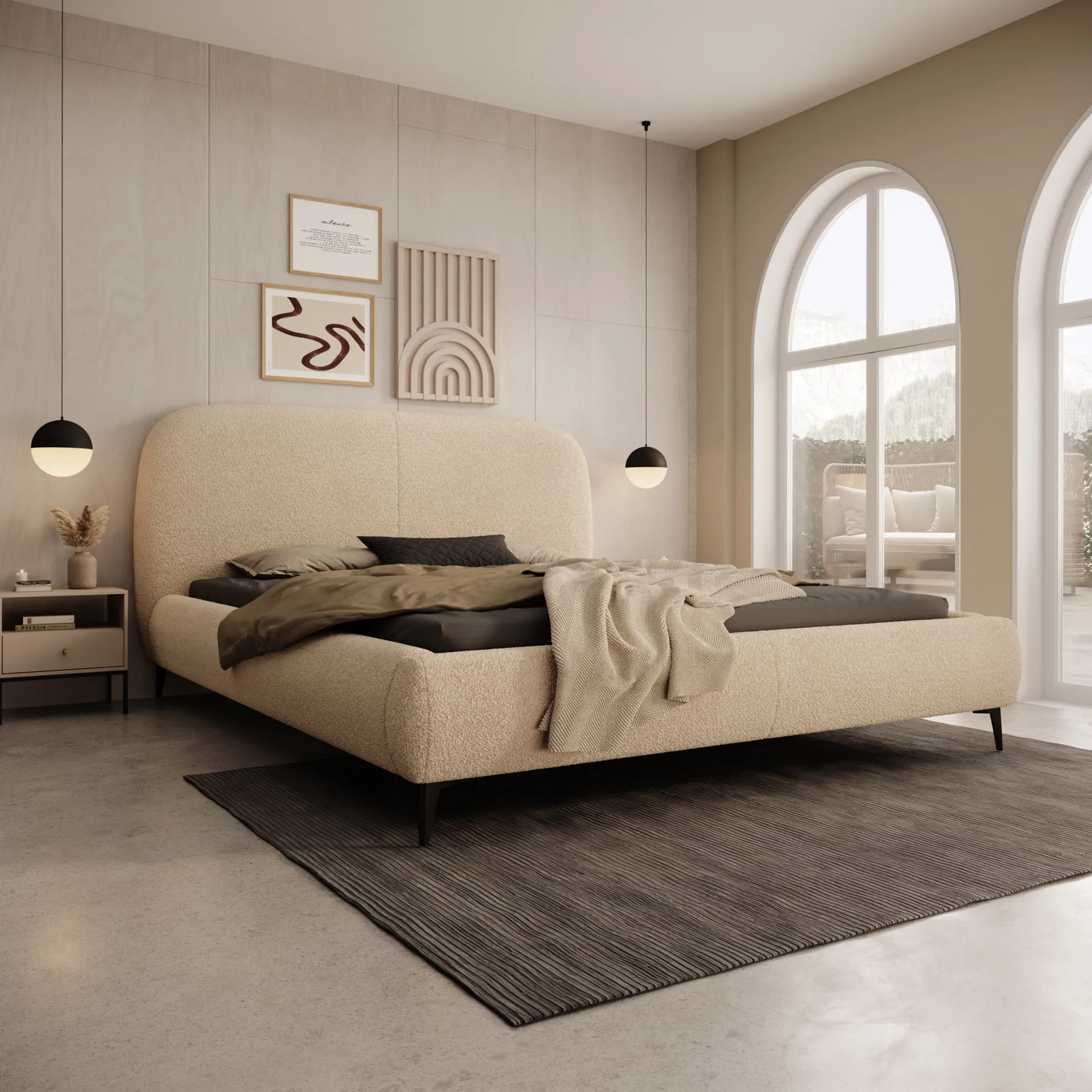 Muralla - Tweepersoonsbed - Beige teddystof - 160x200 cm