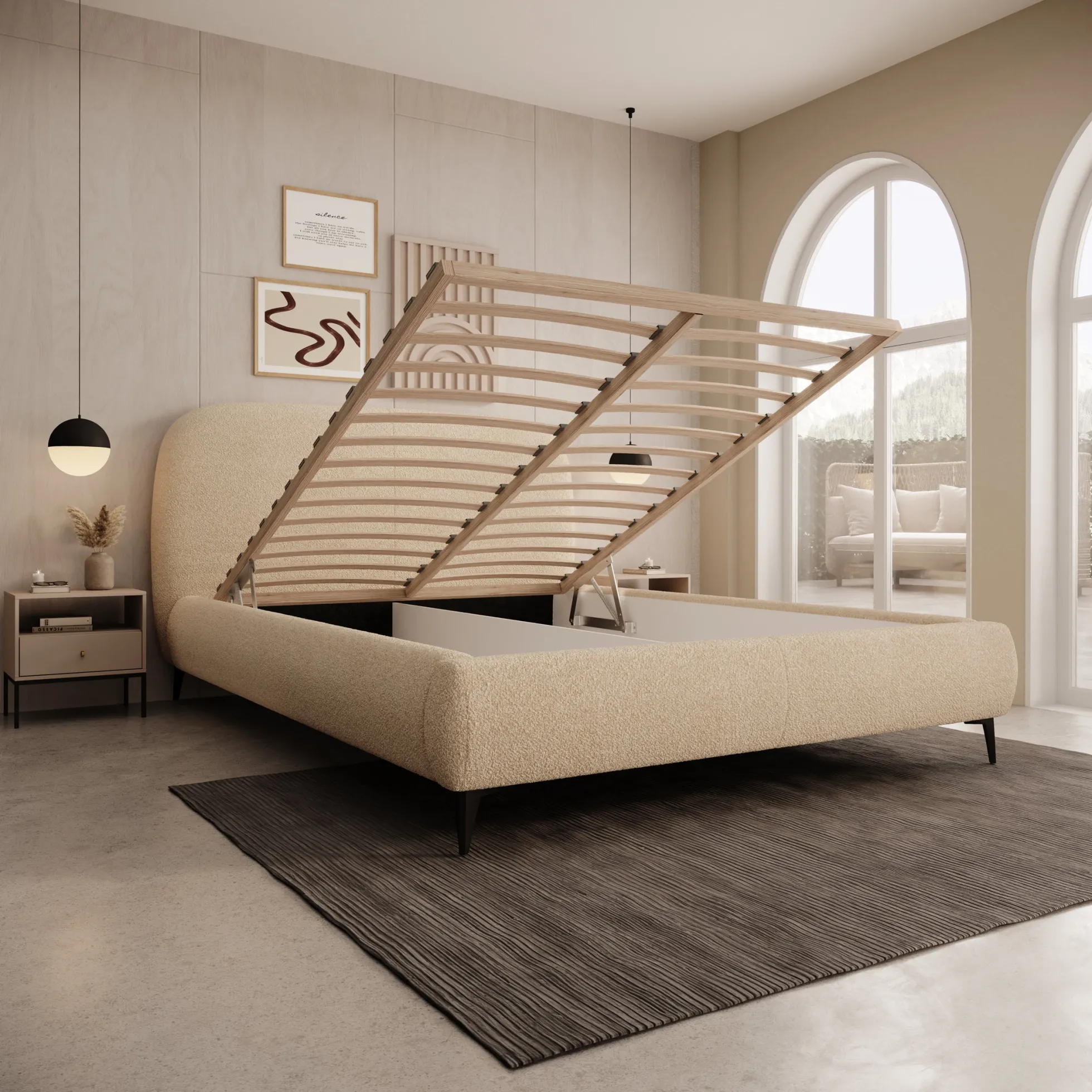 Muralla - Tweepersoonsbed - Beige teddystof - 140x200 cm