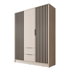 Nairobi - Kledingkast 3-deurs - Beige/zwart - 155x51x200 cm