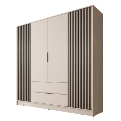 Nairobi - Kledingkast 4-deurs - Beige/zwart - 206x51x200 cm