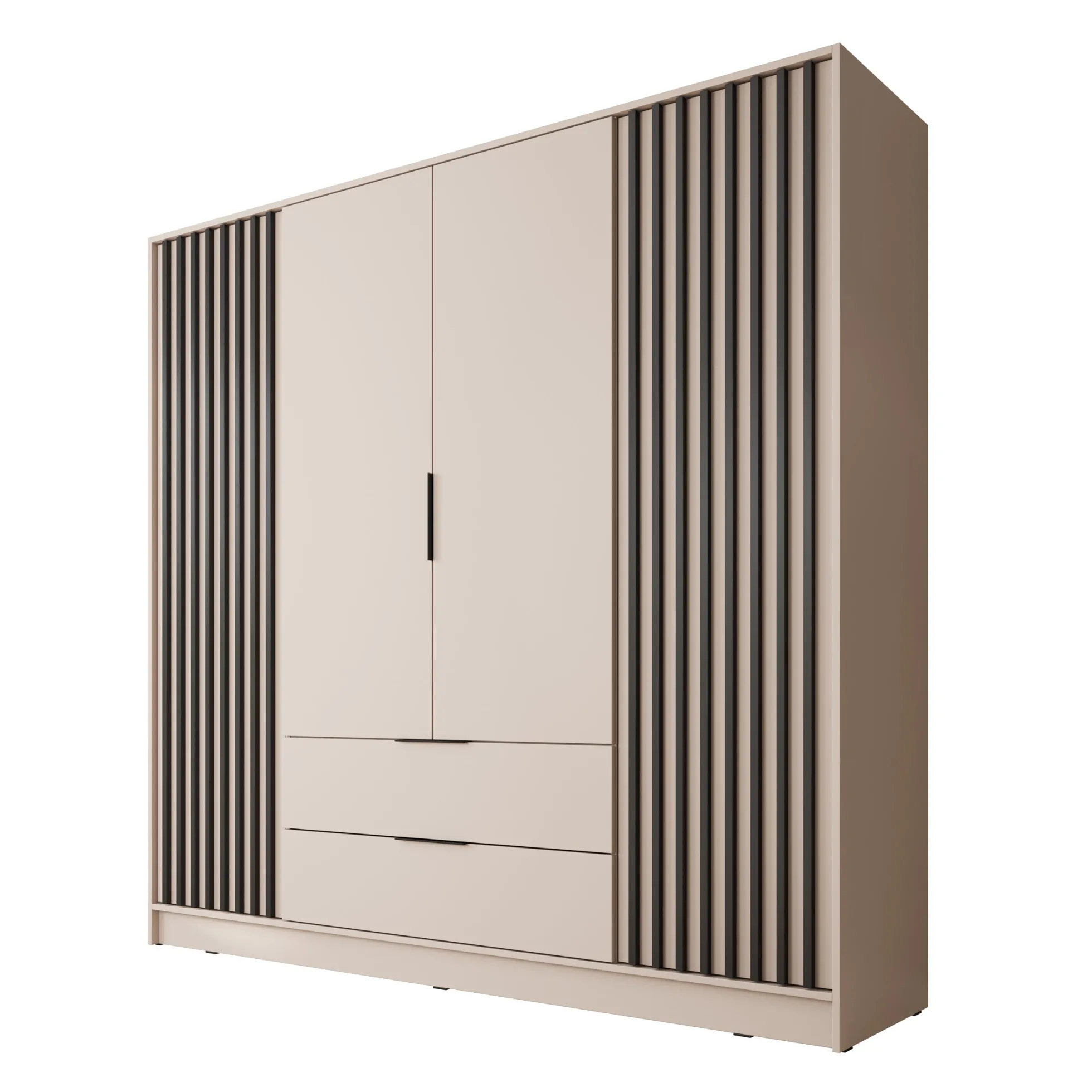 Nairobi - Kledingkast 4-deurs - Beige/zwart - 206x51x200 cm