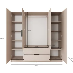 Nairobi - Kledingkast 4-deurs - Beige/zwart - 206x51x200 cm