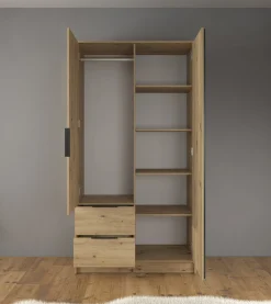 Nairobi - Kledingkast 2-deurs - Eiken/zwart - 105x51x200 cm
