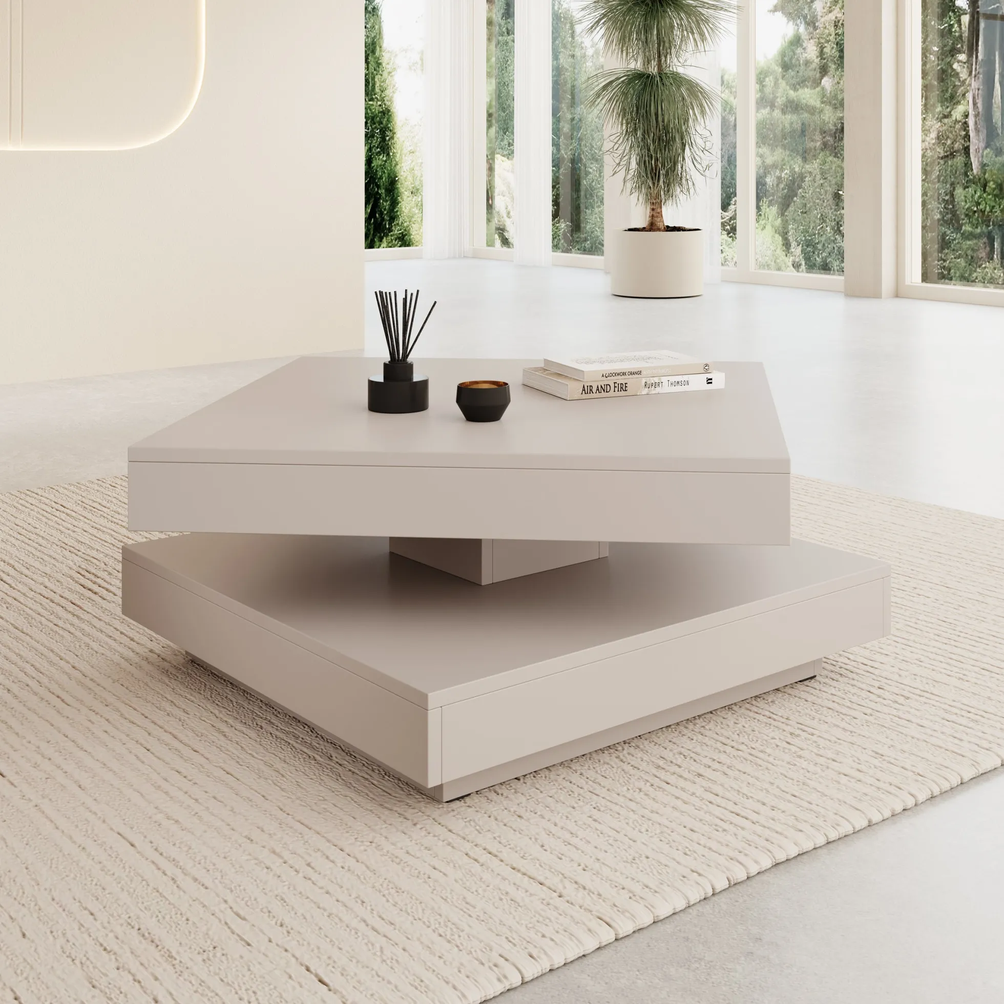 Nao - Salontafel - Beige - 70x70x34 cm