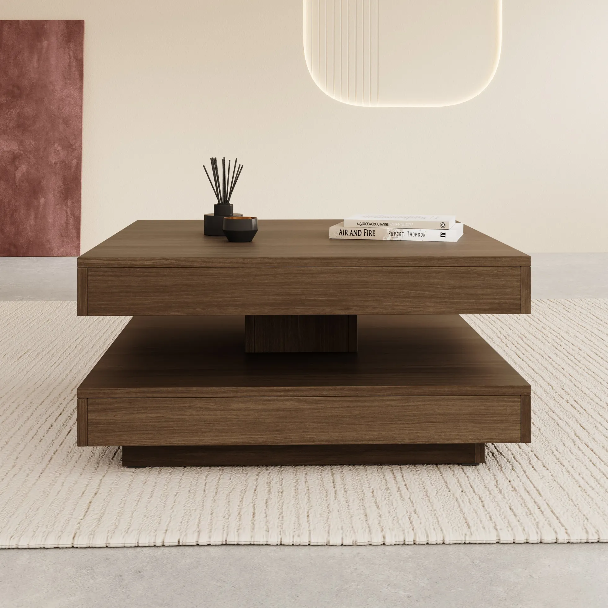 Nao - Salontafel - Walnootpatroon - 70x70x34 cm