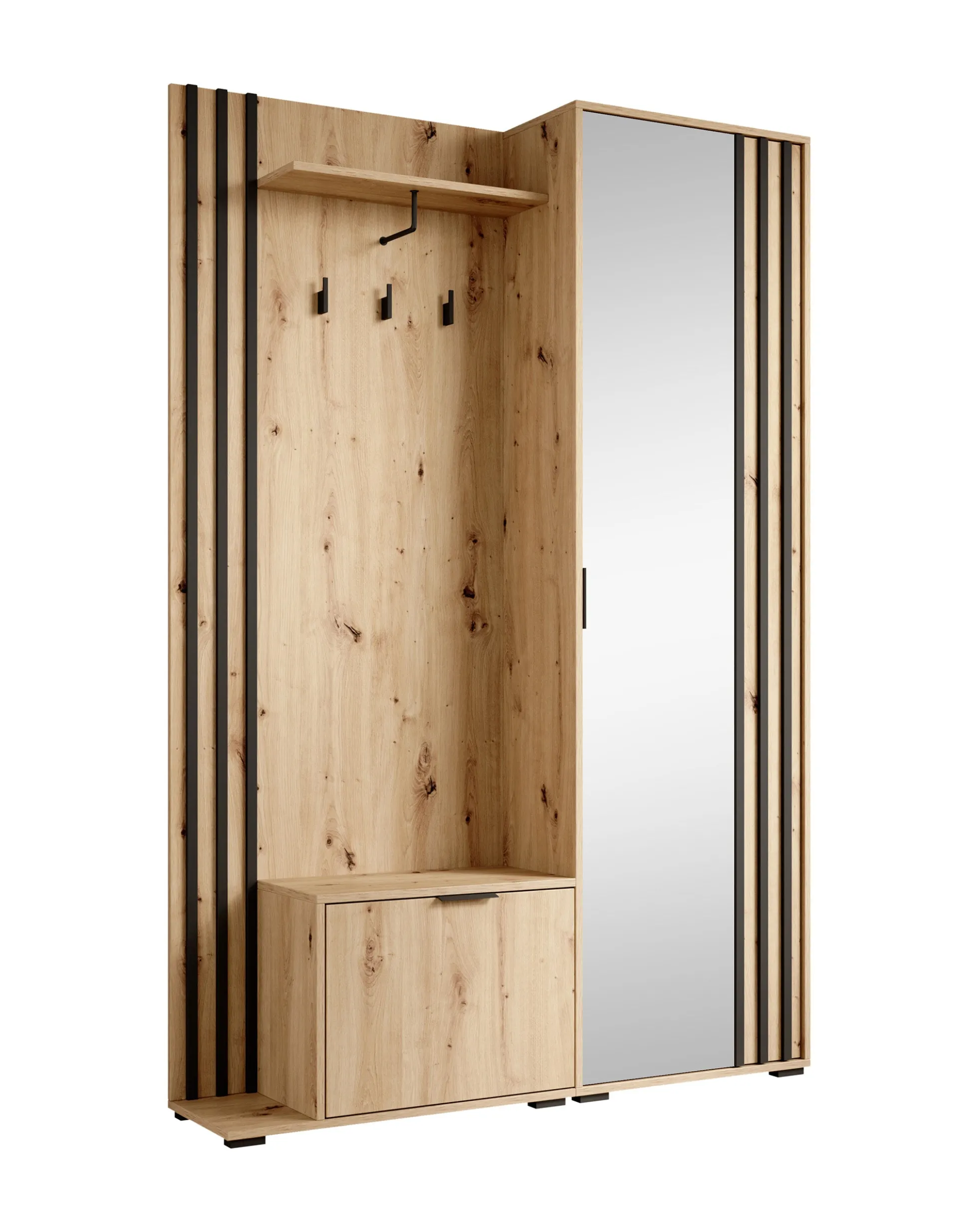 Nappa - Kapstok - Eiken Zwart - 131x40x192 cm