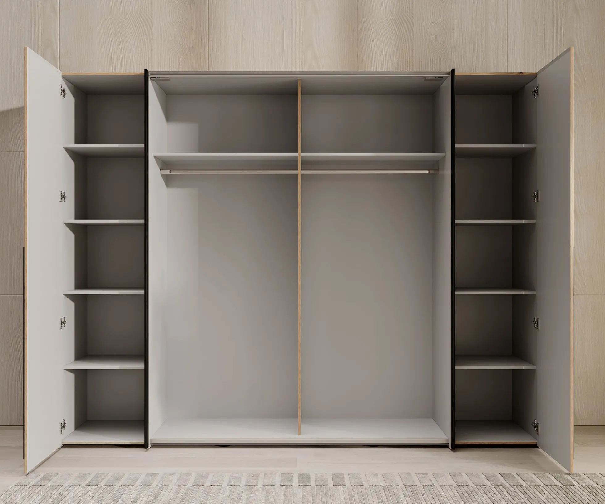 Nassau - Kledingkast met schuifdeuren - Eiken/grijs - 270x61x210 cm