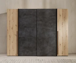 Nassau - Kledingkast met schuifdeuren - Eiken/grijs - 270x61x210 cm