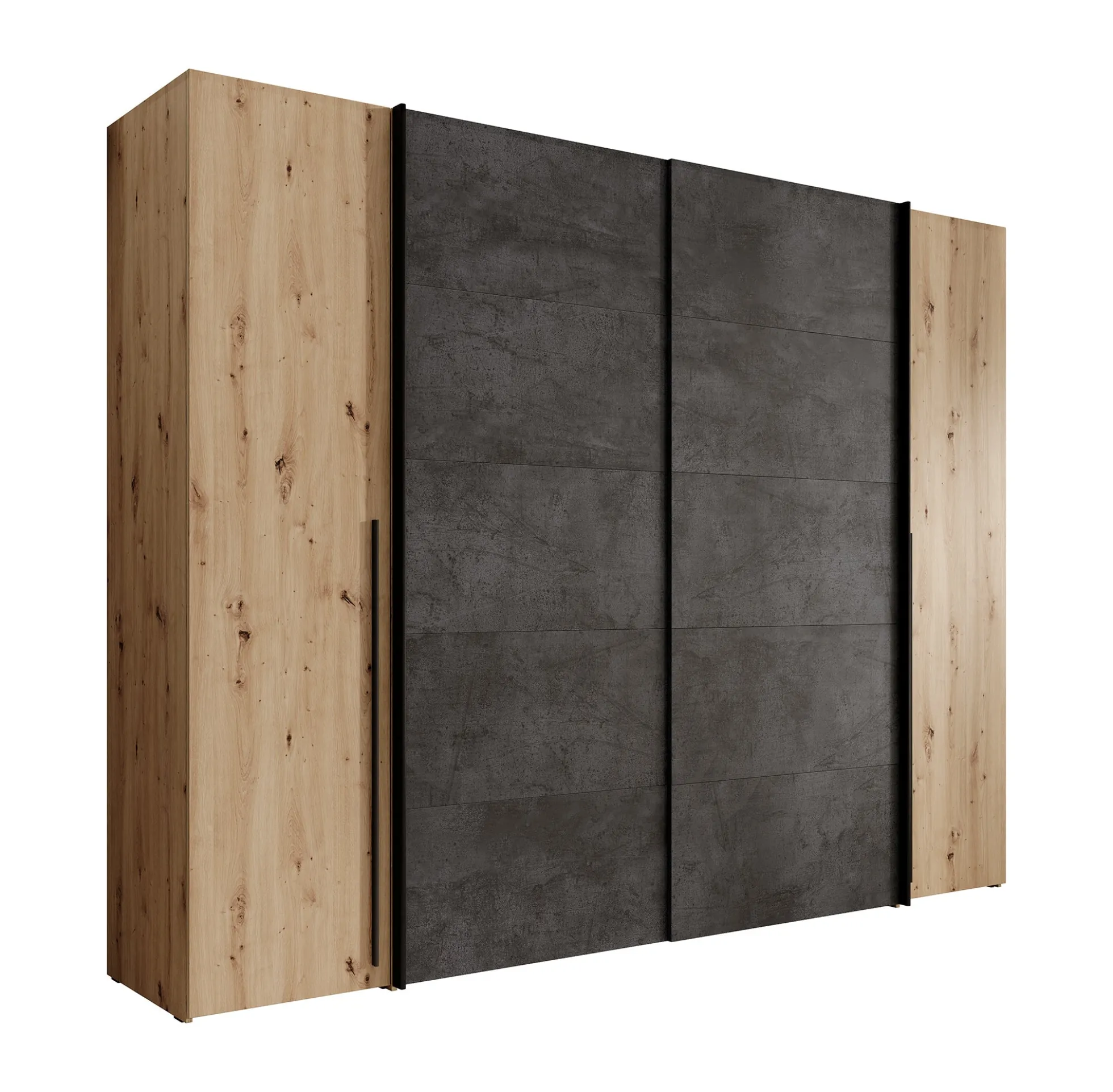 Nassau - Kledingkast met schuifdeuren - Eiken/grijs - 270x61x210 cm