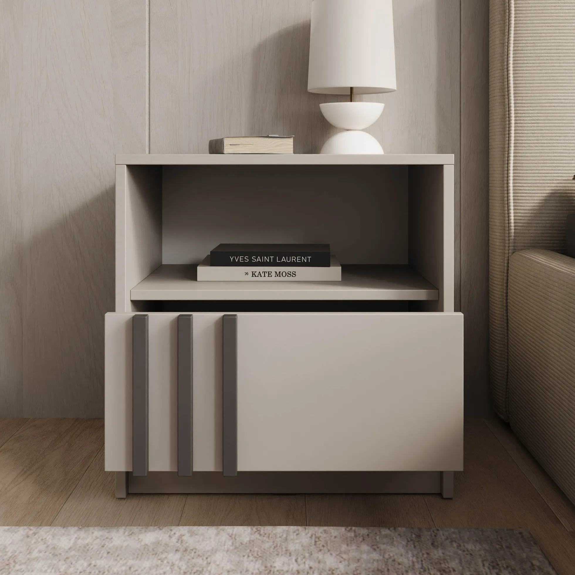 Nauru - Nachtkastje - Beige - 51x38x52 cm