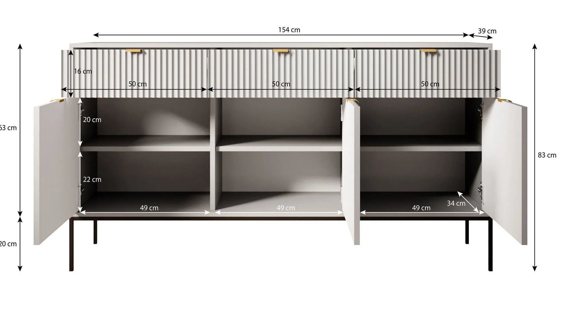 Navil 2 - Dressoir - Groen - 154x39x83 cm
