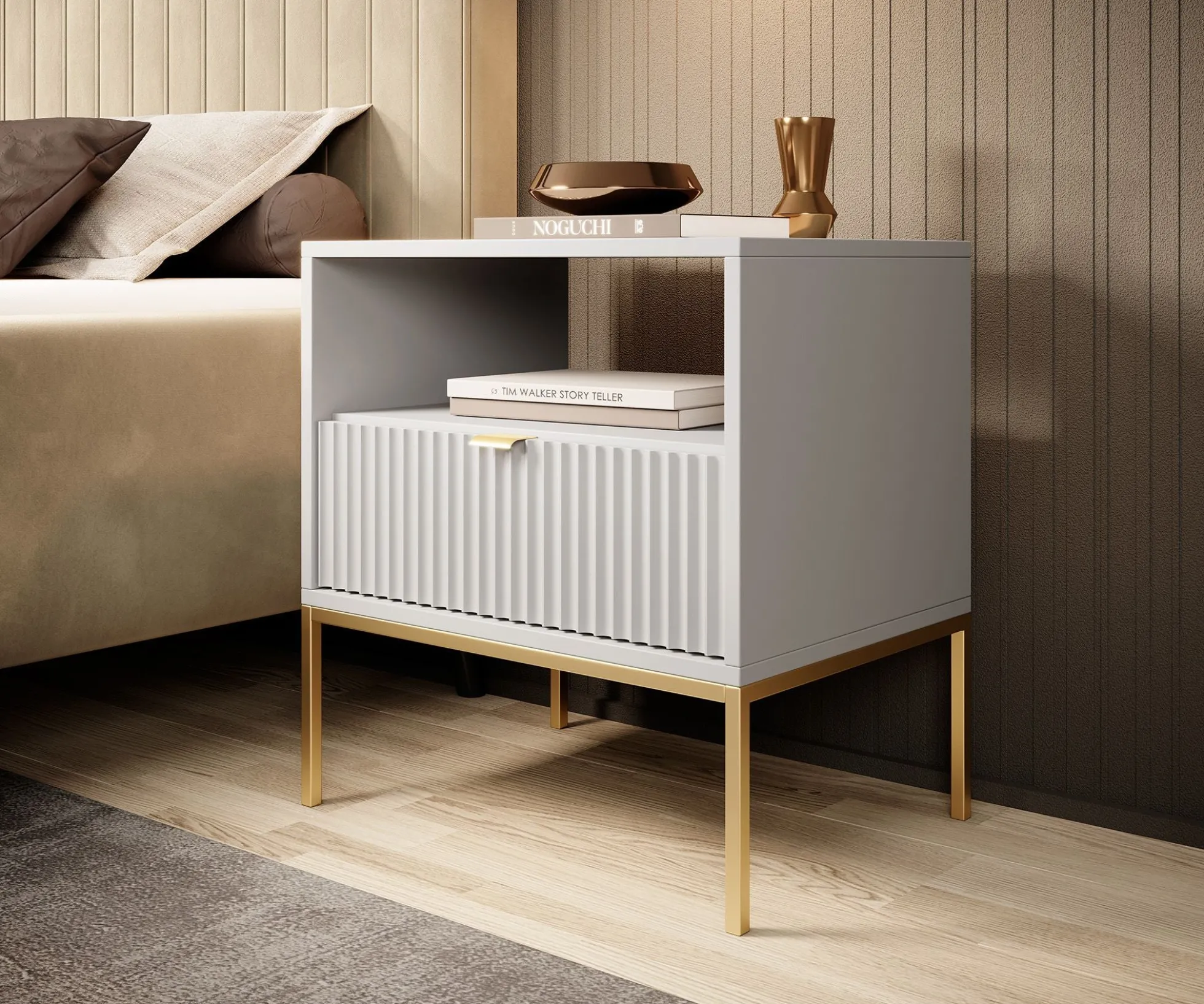 Navil 2 - Nachtkastje - Wit - 54x39x56 cm