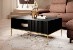Navil 2 - Salontafel met 2 lades - Zwart - 104x68x46 cm