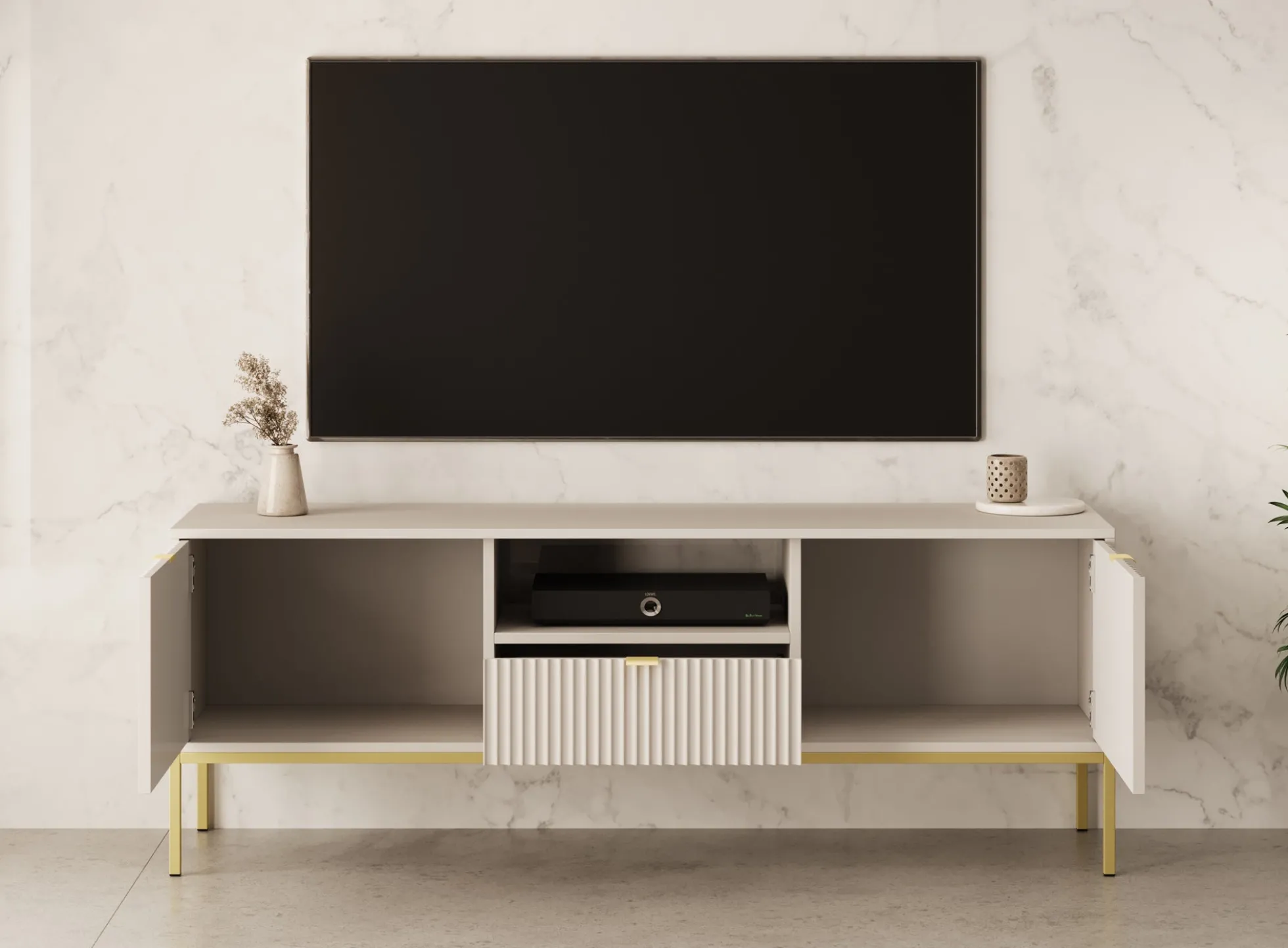 Navil 2 - TV-Meubel - Beige - 154x39x56 cm