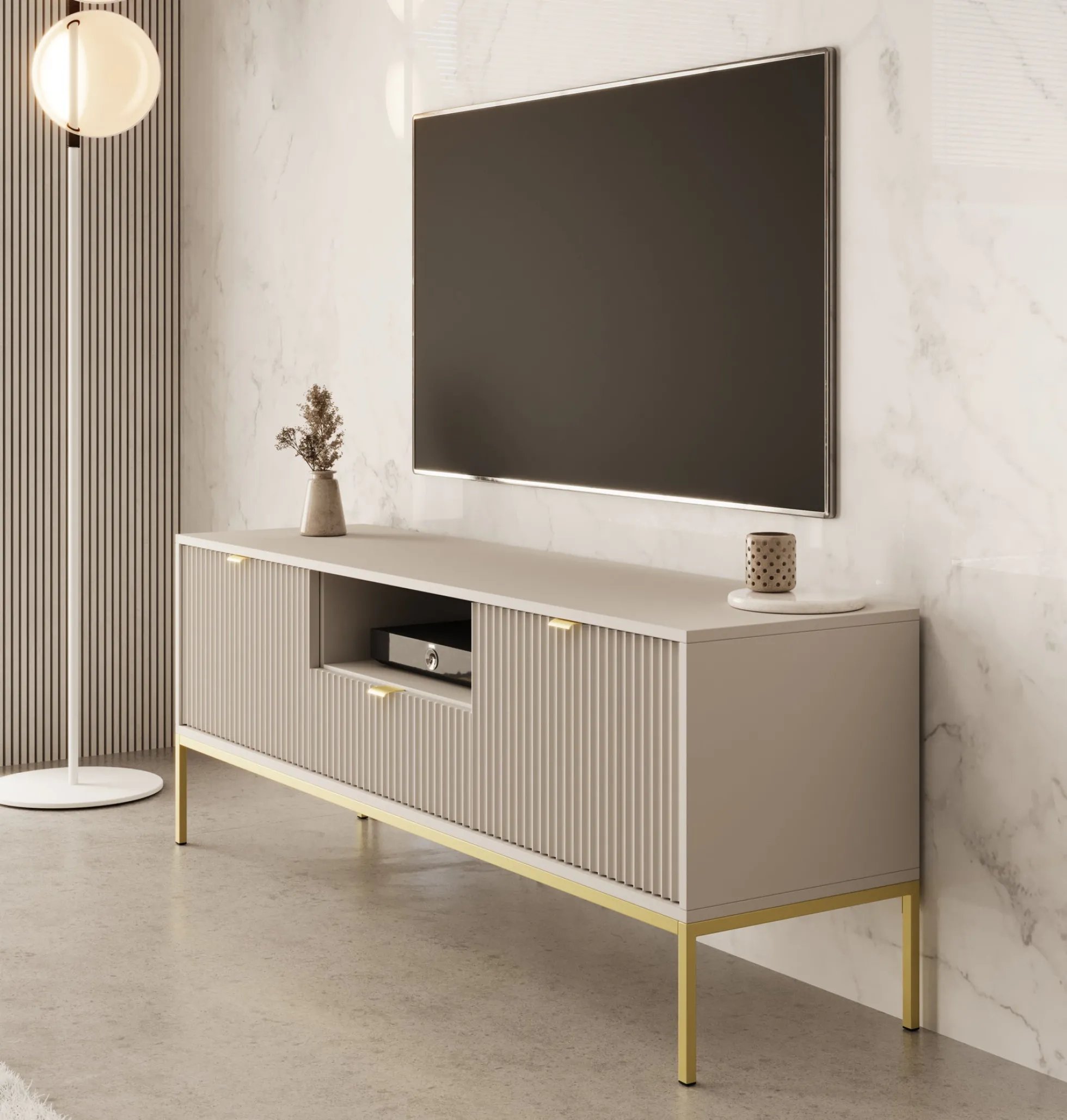 Navil 2 - TV-Meubel - Beige - 154x39x56 cm