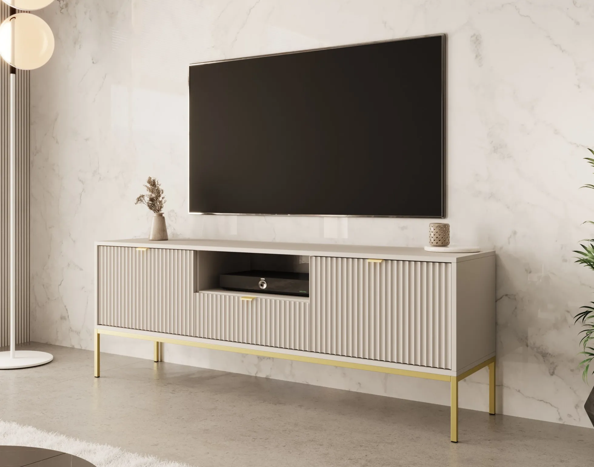 Navil 2 - TV-Meubel - Beige - 154x39x56 cm
