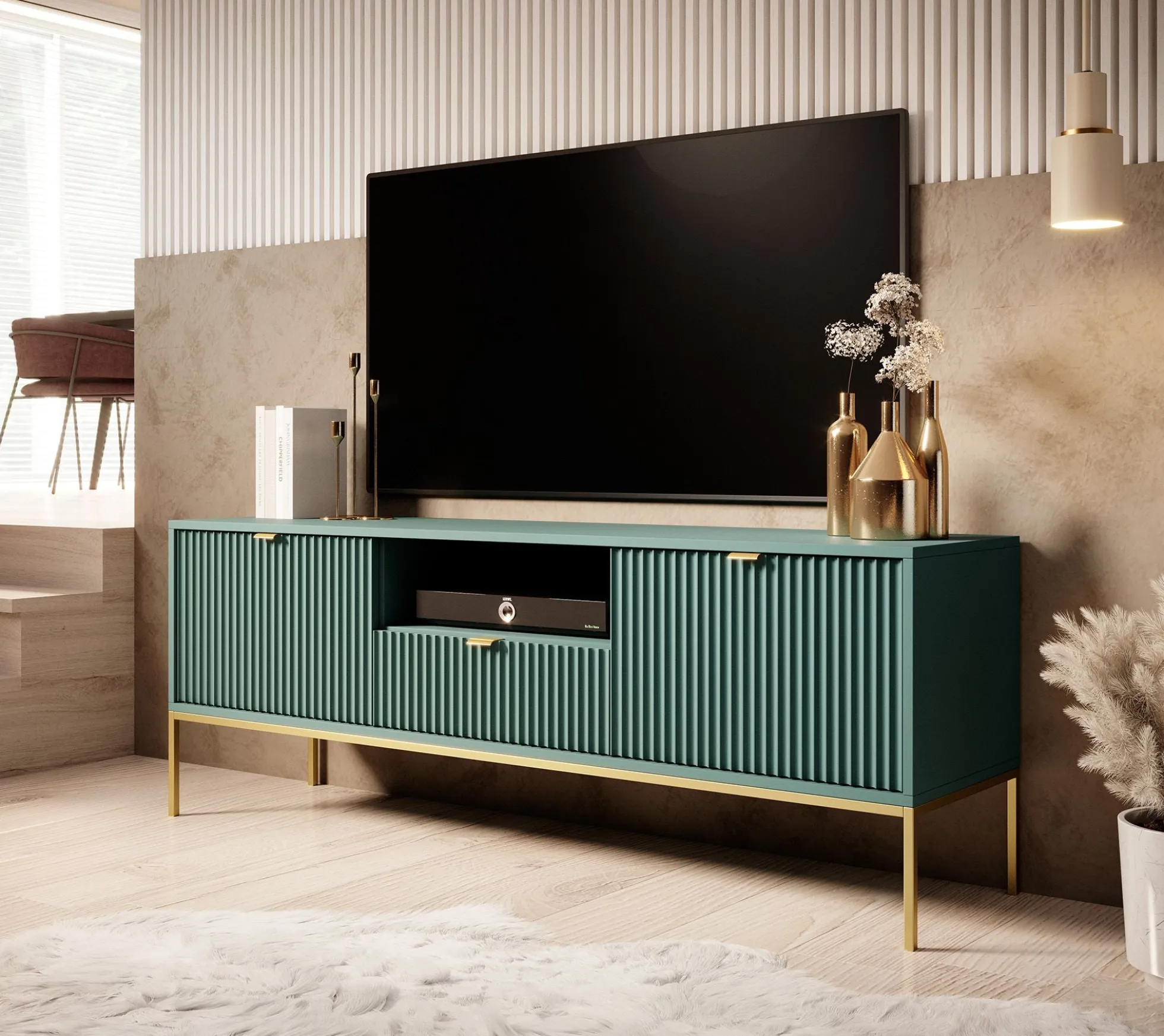 Navil 2 - TV-Meubel - Groen - 154x39x56 cm