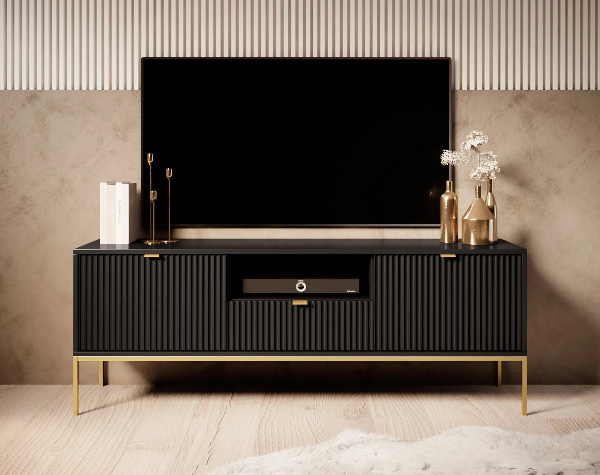 Navil 2 - TV-Meubel - Zwart - 154x39x56 cm