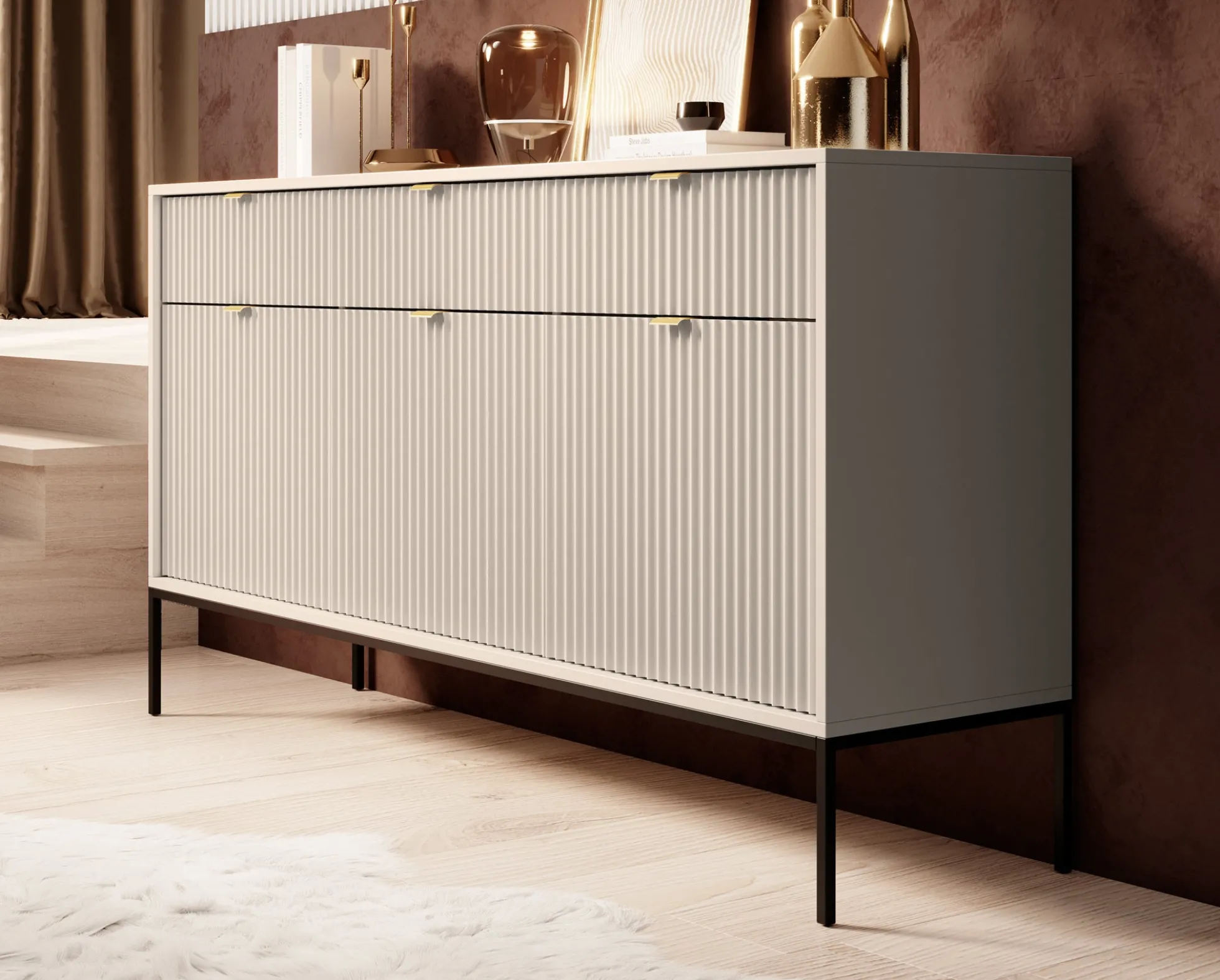 Navil - Dressoir - Beige - 154x39x83 cm