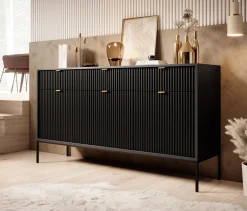 Navil - Dressoir - Zwart - 154x39x83 cm