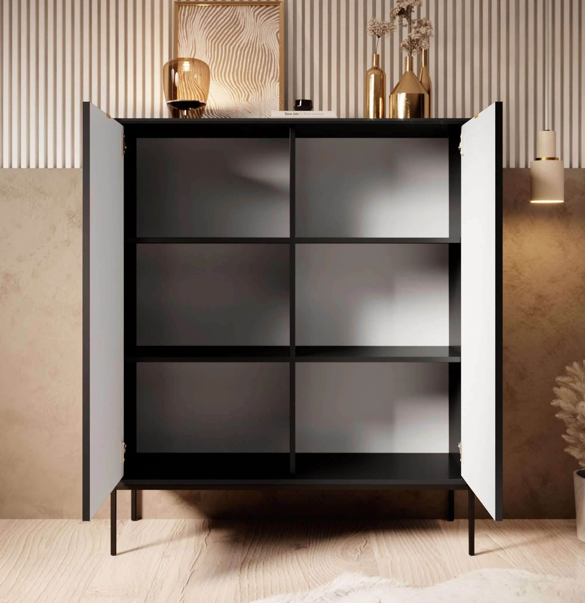 Navil - Dressoir - Zwart - 104x39x125 cm