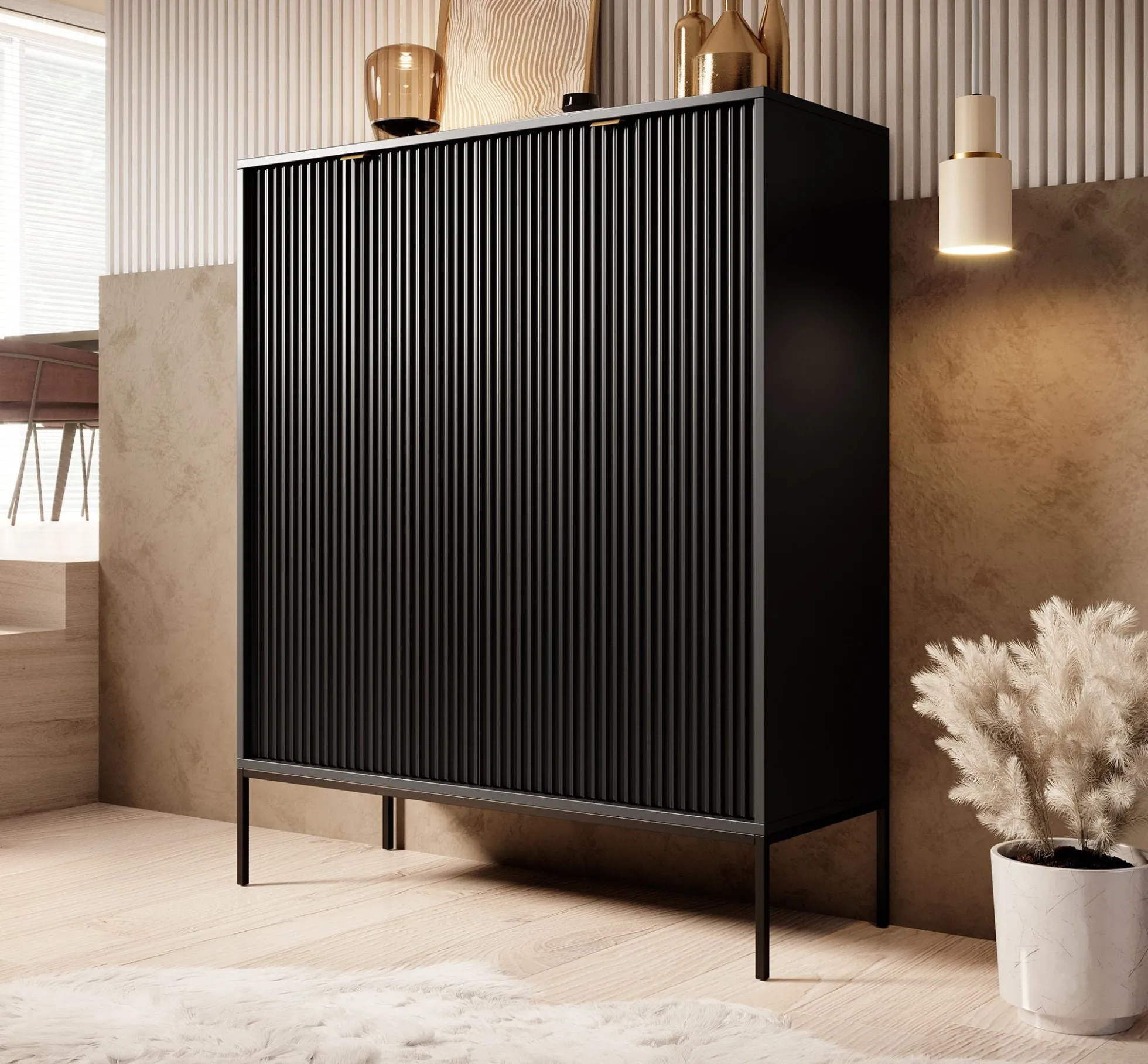 Navil - Dressoir - Zwart - 104x39x125 cm