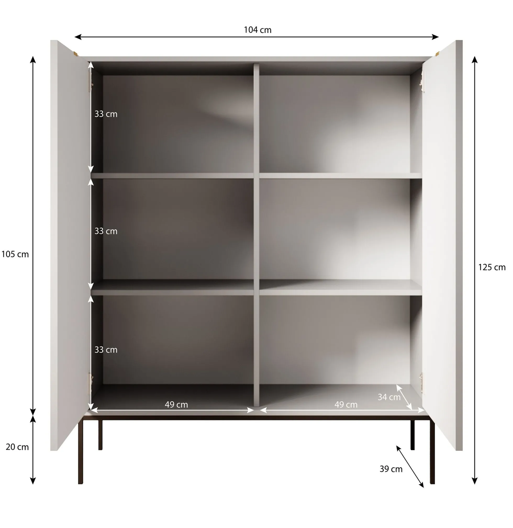 Navil - Dressoir - Zwart - 104x39x125 cm