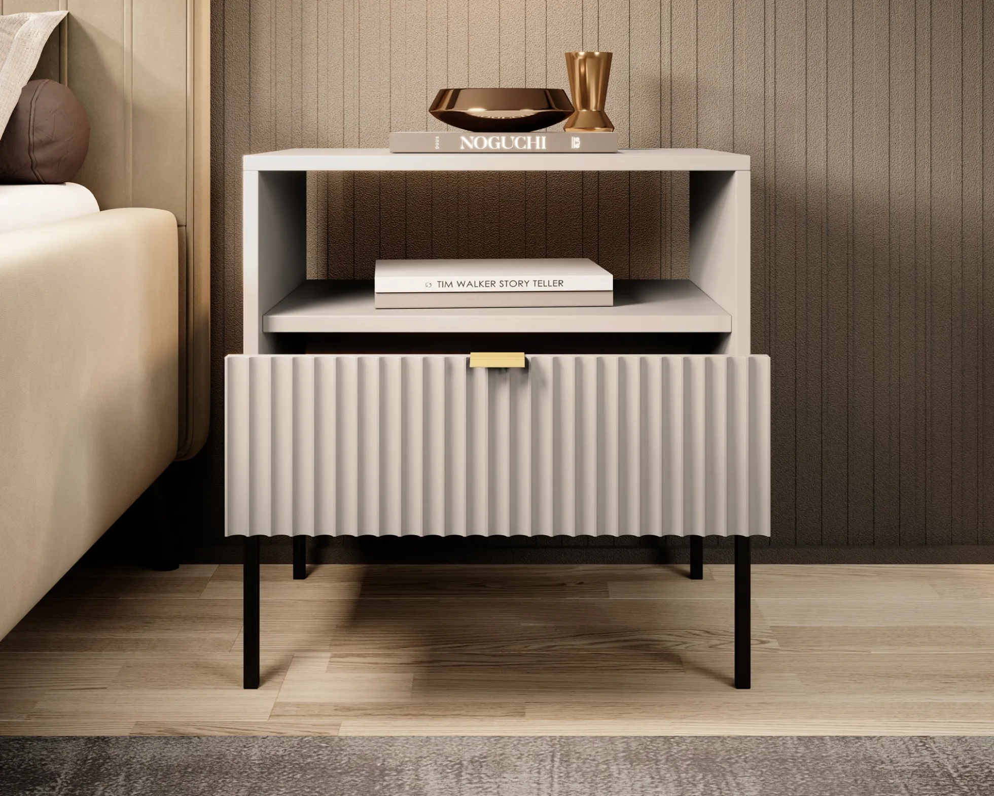 Navil - Nachtkastje - Beige - 54x39x56 cm