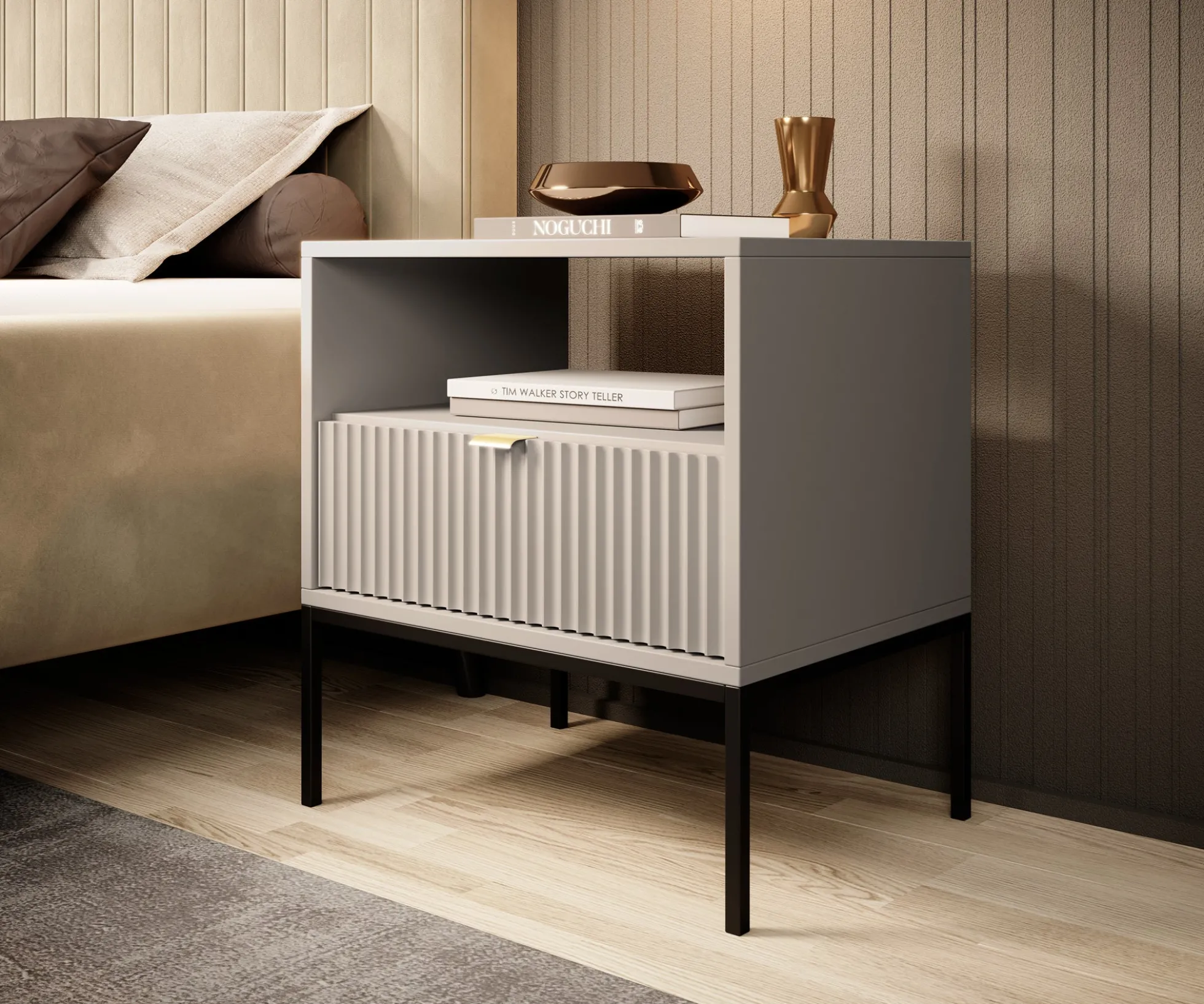 Navil - Nachtkastje - Beige - 54x39x56 cm