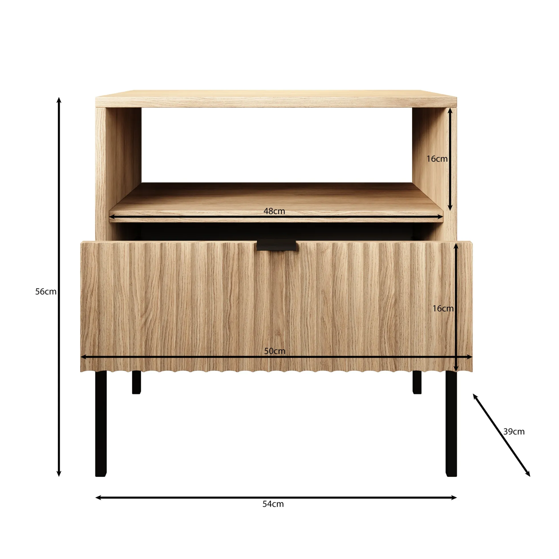 Navil - Nachtkastje - Eikenpatroon - 54x39x56 cm