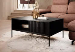Navil - Salontafel met 2 lades - Zwart - 104x68x46 cm