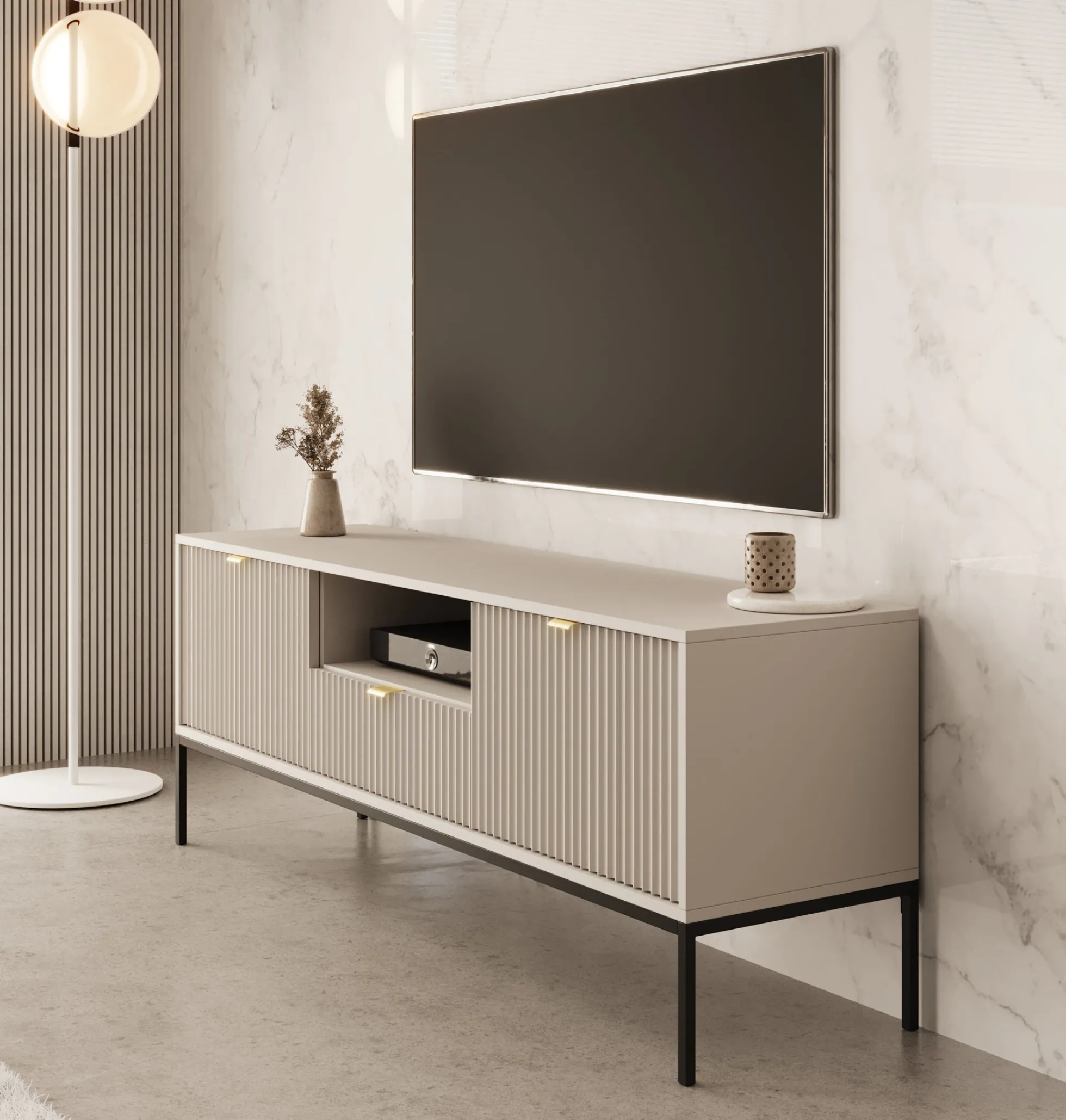 Navil - TV-Meubel - Beige - 154x39x56 cm