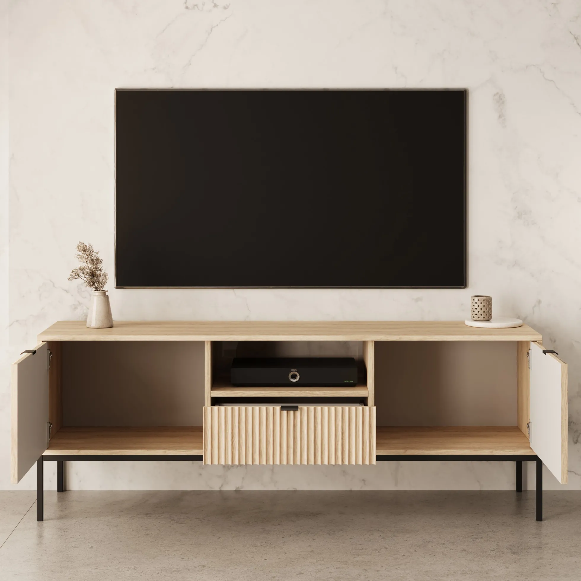 Navil - TV-Meubel - Eikenpatroon - 154x39x56 cm
