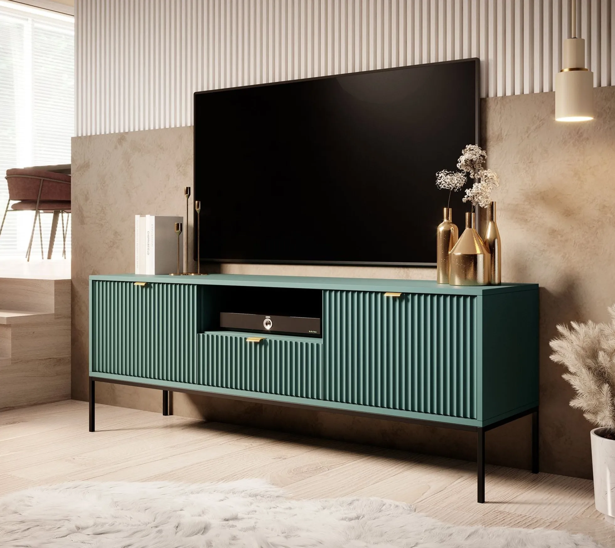 Navil - TV-Meubel - Groen - 154x39x56 cm