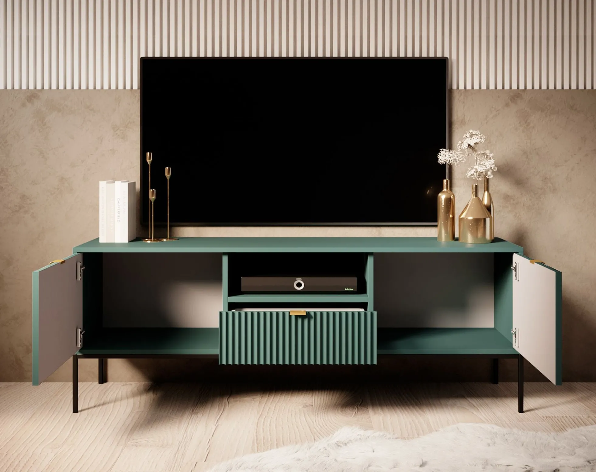 Navil - TV-Meubel - Groen - 154x39x56 cm