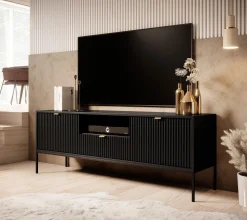 Navil - TV-Meubel - Zwart - 154x39x56 cm