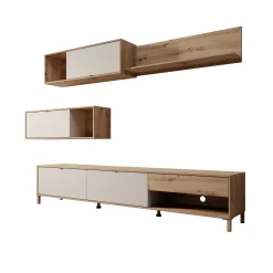 Nayel - Wandmeubel - Eikenpatroon/Beige - 234x40x178 cm