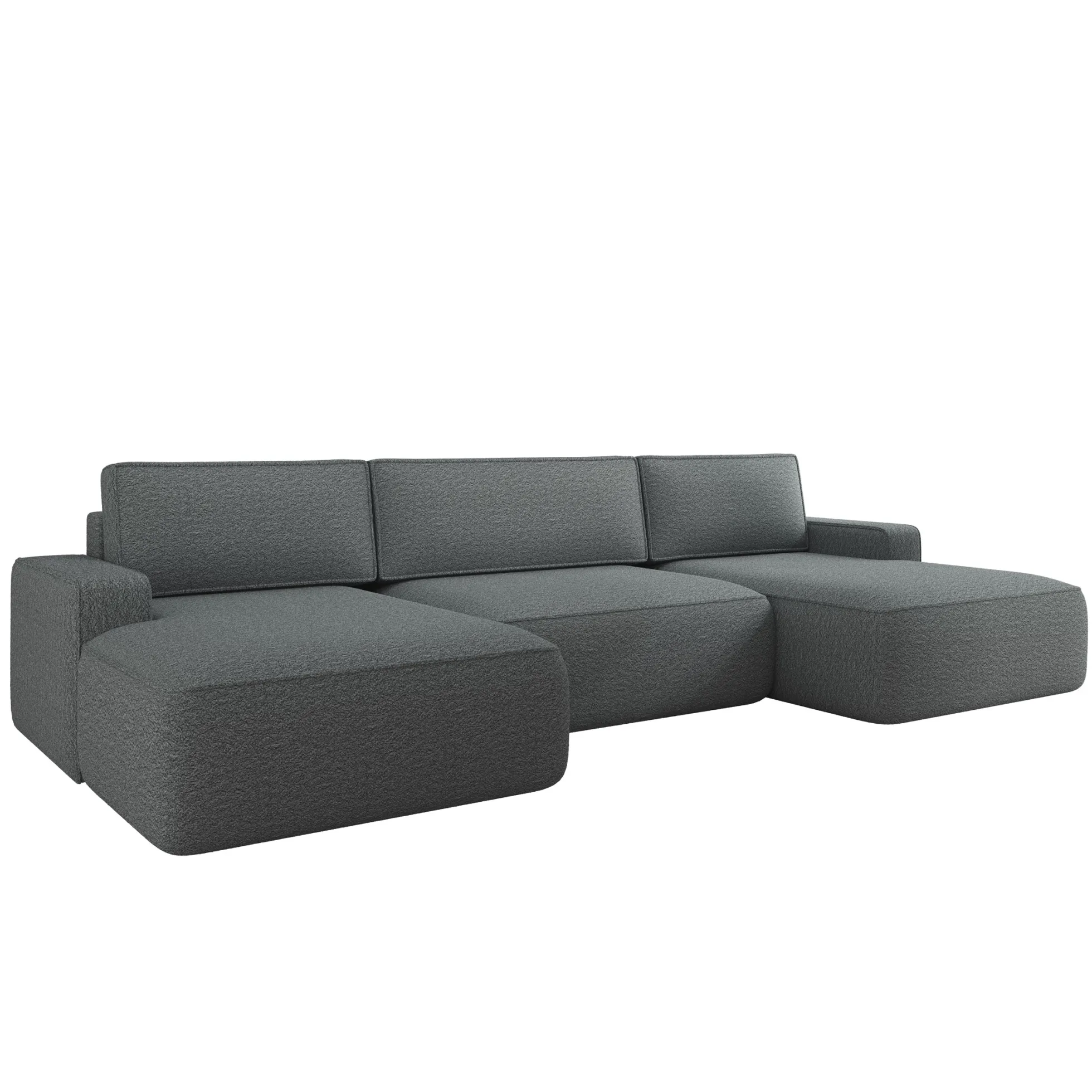 Nayir - Hoekbank 3-zits met chaise longues - Stof antraciet