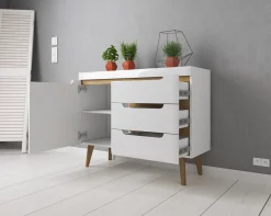 Nebraska - Dressoir - Wit/eiken - 107x40x83 cm