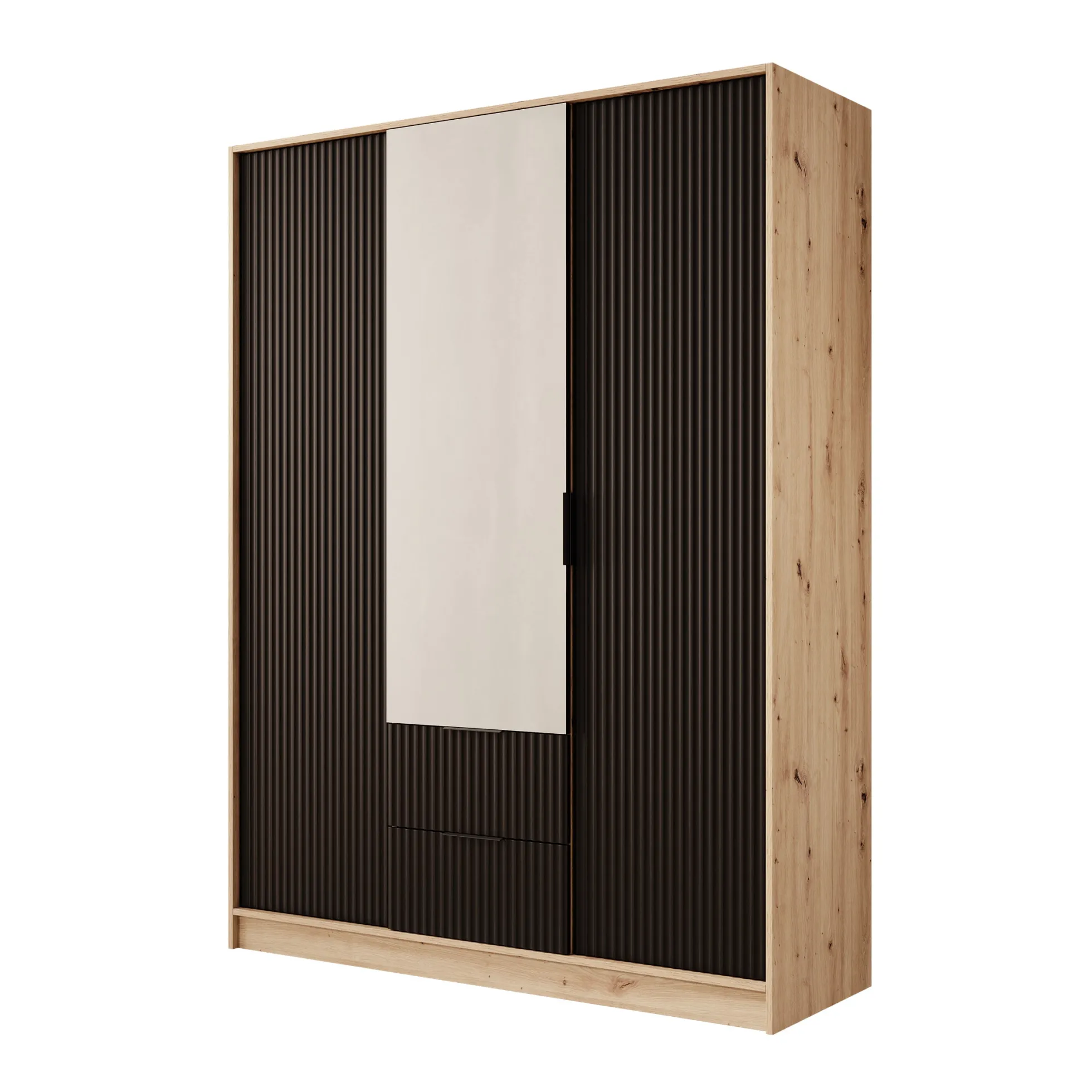 Negroni - Kledingkast met 3 deuren - Eiken/Zwart - 150x51x20