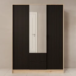 Negroni - Kledingkast met 3 deuren - Eiken/Zwart - 150x51x20