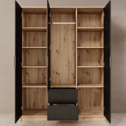 Negroni - Kledingkast met 3 deuren - Eiken/Zwart - 150x51x20