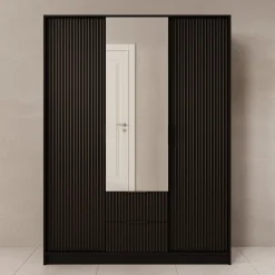 Negroni - Kledingkast met 3 deuren - Zwart - 150x51x200 cm