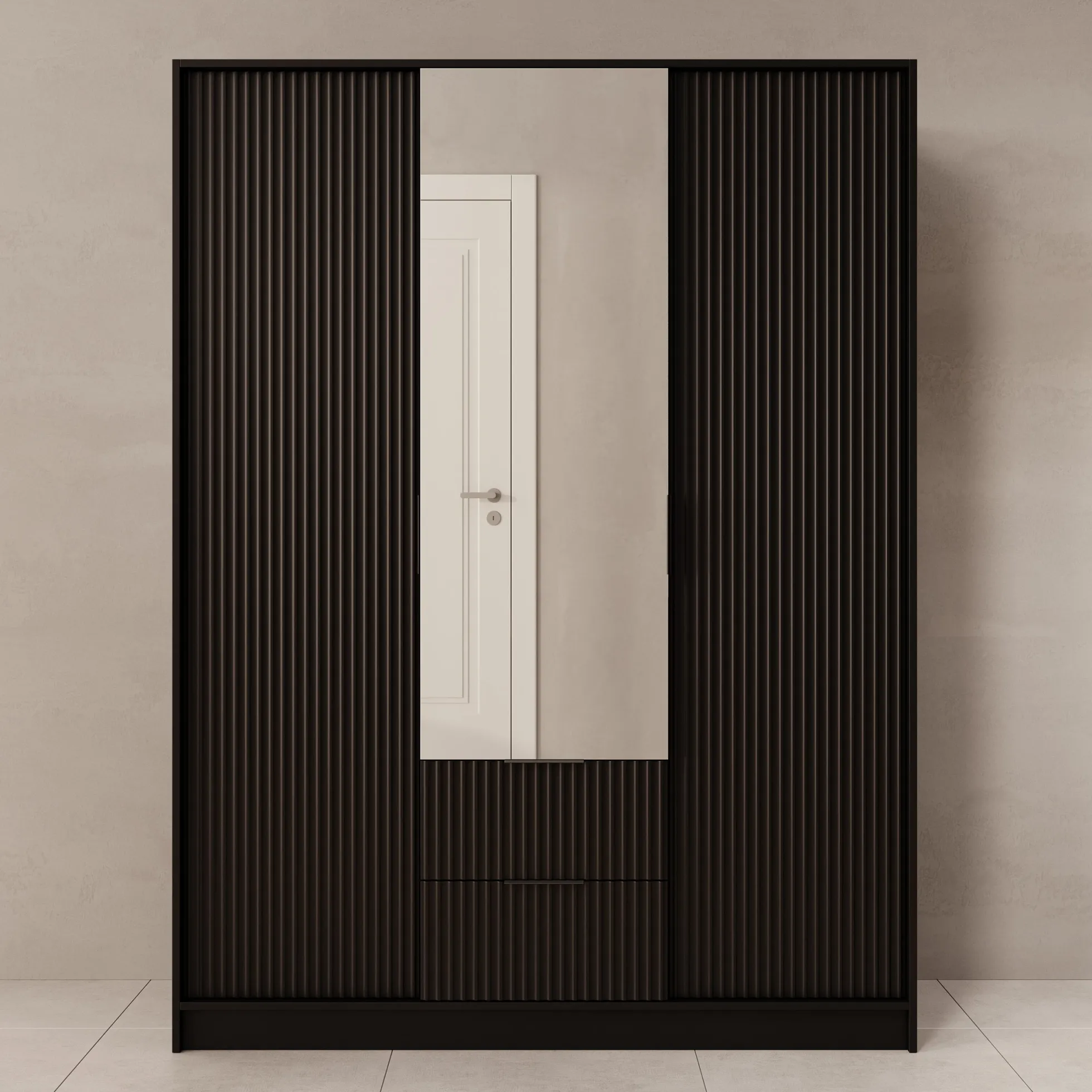 Negroni - Kledingkast met 3 deuren - Zwart - 150x51x200 cm