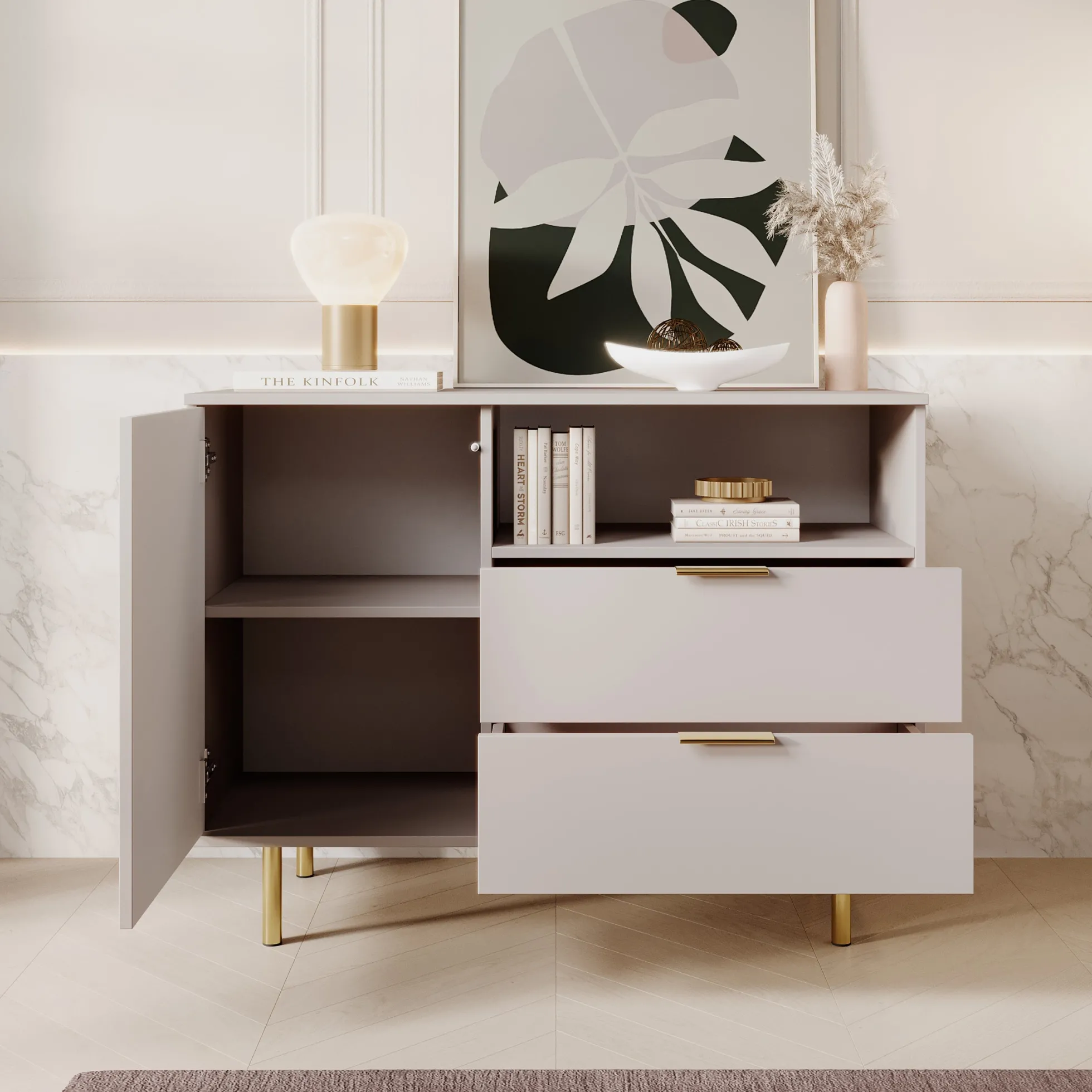 Nicola - Dressoir - Beige - 107x41x80 cm